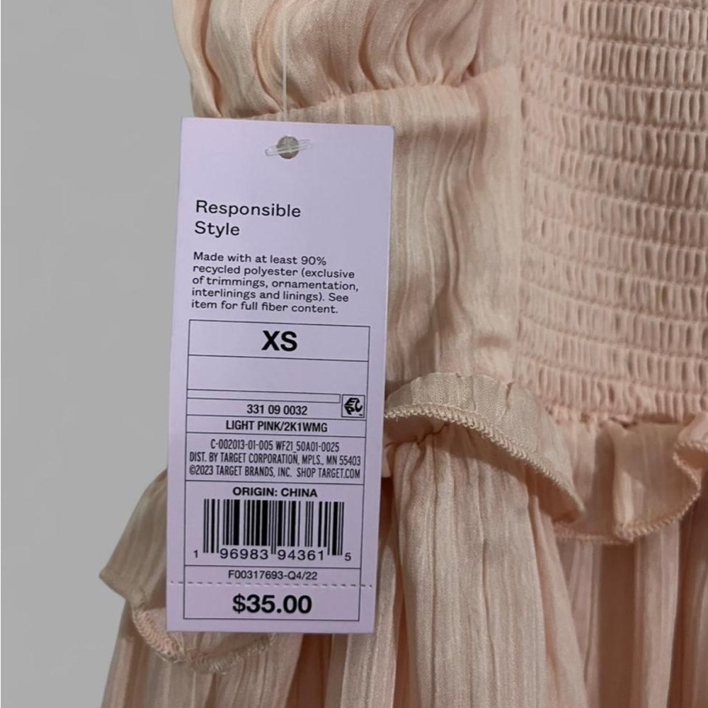 🩰 NWT Wild Fable Mini Dress~Women’s XS~Light Pink~Ruffled/Tiered Design - Picture 4 of 6